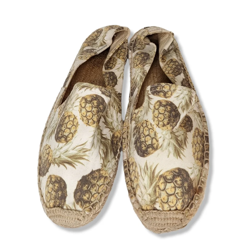 Soludos Pineapple Print Slip On Espadrilles Women's Size 8